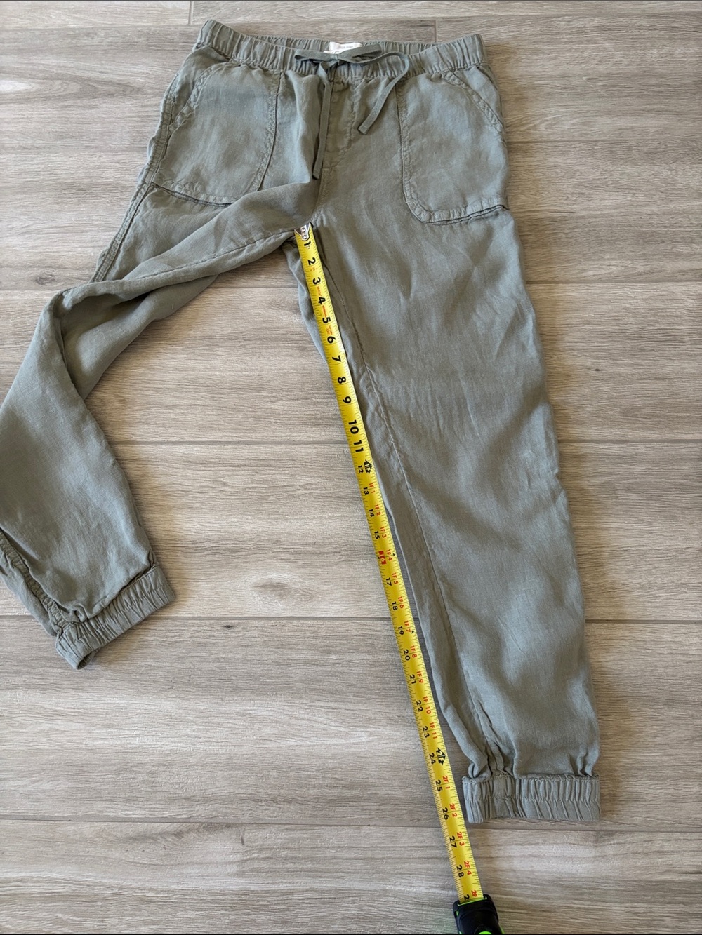 C & C California Green Wash Linen Jogger Pants With Pockets Size Medium - Picture 7 of 10
